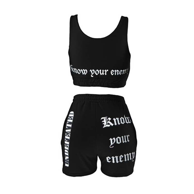 Women's monogrammed printed tank top with pocket tracksuit_voghion.com