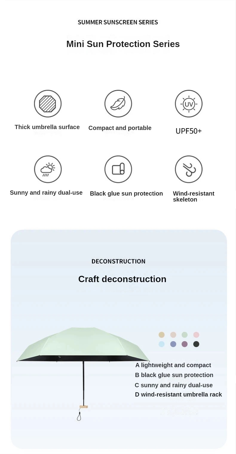 70% Off Mini Small Rain Vinyl Folding Umbrella UV Ultraviolet Protection Sun Shade Pocket Parasol_voghion.com