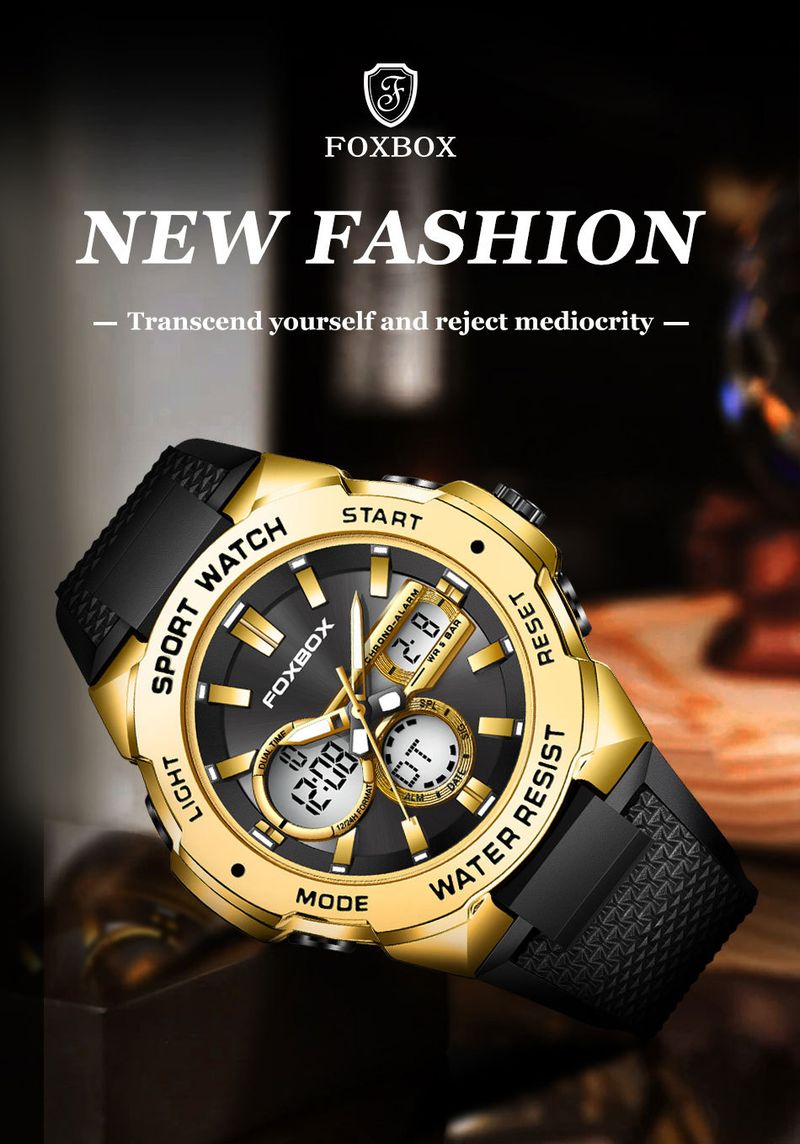 Reloj deportivo digital analógico para hombre con retroiluminación LED, resistente al agua hasta 30 m y correa de silicona duradera para exteriores, fitness y uso diario._voghion.com