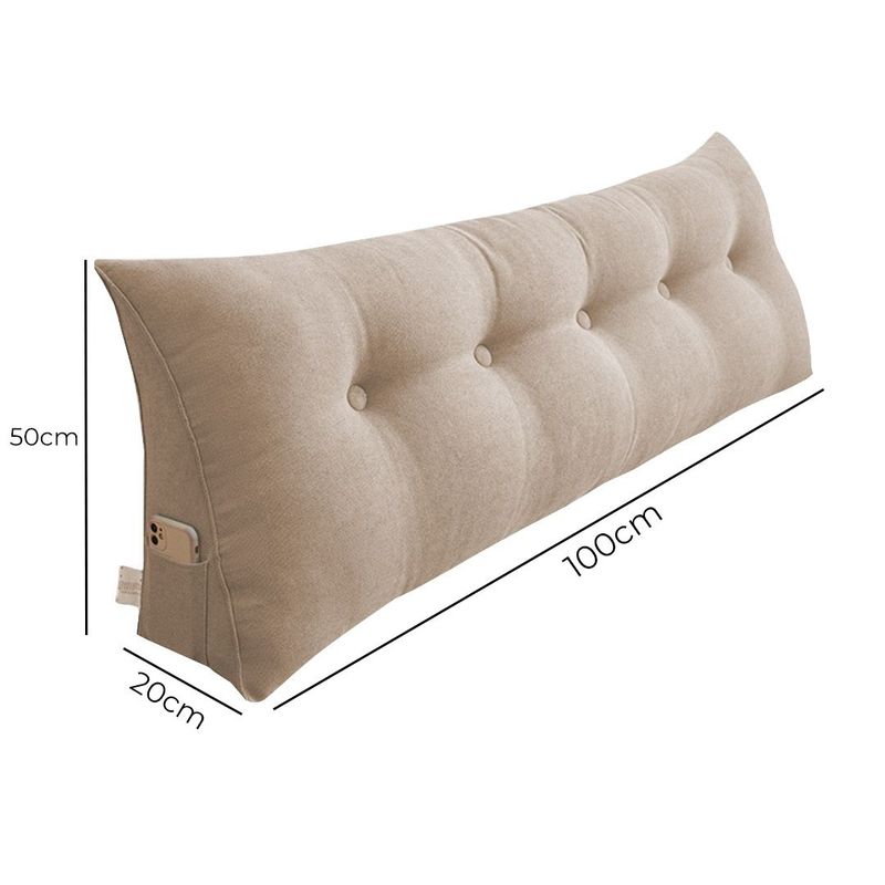 SOGA 2X 100cm Beige Triangular Wedge Bed Pillow Headboard_voghion.com