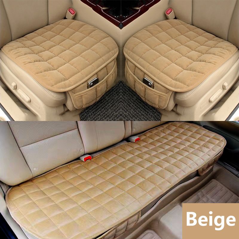 AUTO PLUS Universal Winter Warm Car Cover Short Plush Soft Chair Seat Cushion With Pocket_voghion.com