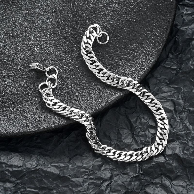 Encrypted Cuban Chain Titanium Steel Bracelet Men, Fashionable Trendy Personality Design, Simple Non-Fading Gift Jewelry_voghion.com