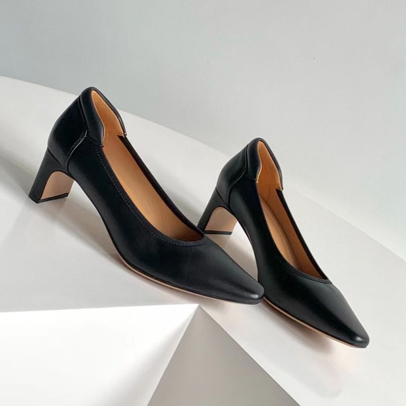 Scarpe singole da lavoro comode e anti-sfregamento in pelle di pecora francese da donna, primavera 2025, eleganti e morbide_voghion.com