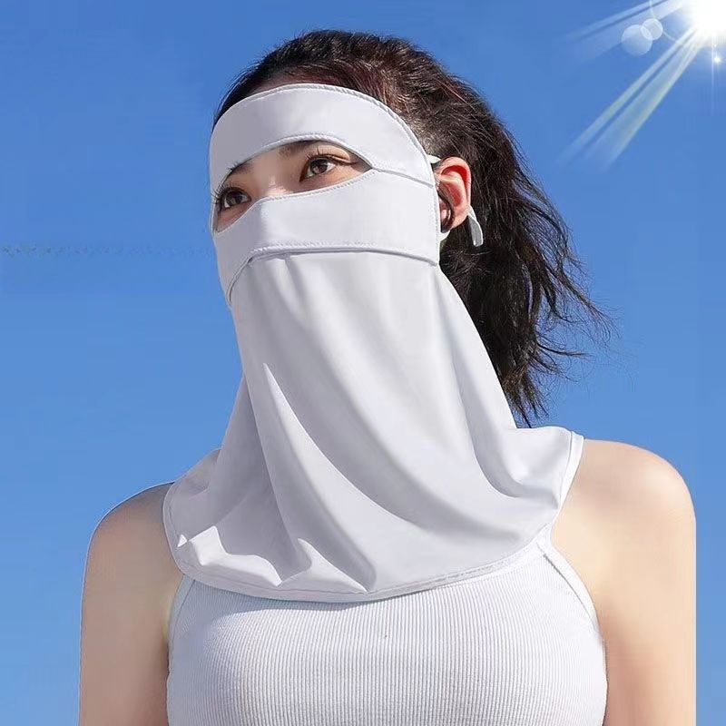 Facekini Sun per donna, protezione solare integrale in seta di ghiaccio, protezione UV, traspirante, per ciclismo_voghion.com