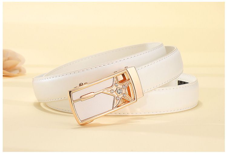 Women's Belt Automatic Buckle Genuine Leather Decorated Thin Belt Women's Jeans Student Youth Belt Spot Hot Sale_voghion.com