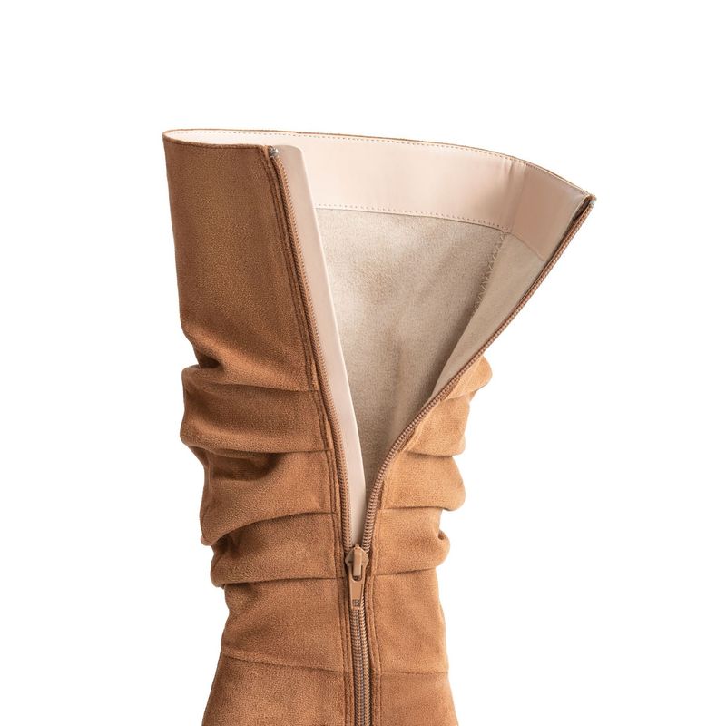 Pointy suede solid color mid-tube fashion slip-on boots plus size_voghion.com
