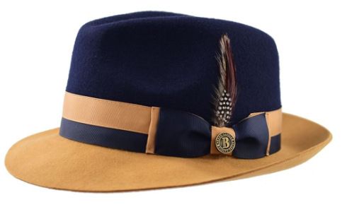 Cappello in feltro di pura lana con decorazione a fiocco color block a gronda corta_voghion.com