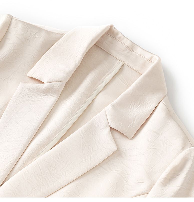 GraceChic 2401114-Spring Main Promotion Satin Wrinkled Quality Blazer + Straight-Leg Pants Two-Piece Set Elegant Commuting_voghion.com