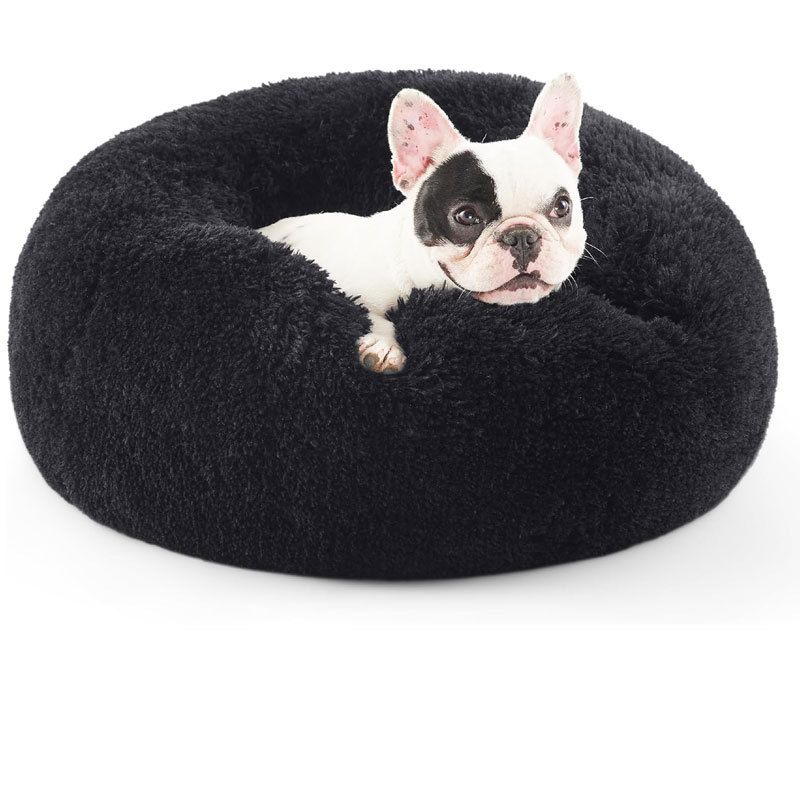 Esterilla redonda de felpa con forma de dona para perros, gorro de sueño profundo para mascotas, cama para gatos_voghion.com