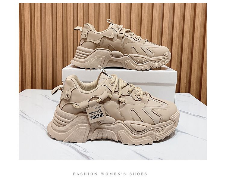 Kadınlar İçin Kalın Tabanlı Baba Ayakkabıları Kadınlar İçin Yeni Deri Baba Ayakkabıları Stili Tüm Maç Rahat Boy Arttıran Spor Ayakkabıları Kadınlar İçin_voghion.com