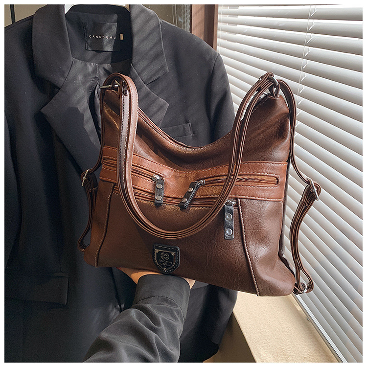 Femeii geantă de mână de umăr dublu Crossbody geantă de mână de mare capacitate geantă de mână retro cu un umăr la subraț_voghion.com