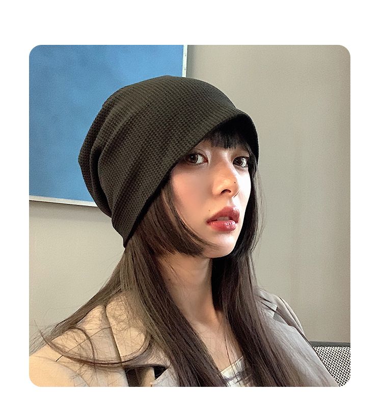 Hat Women's Winter Wool Hat Large Head Circumference Baotou Cold Hat Spring And Autumn Black Thick Knitted Pile Confinement Hat_voghion.com