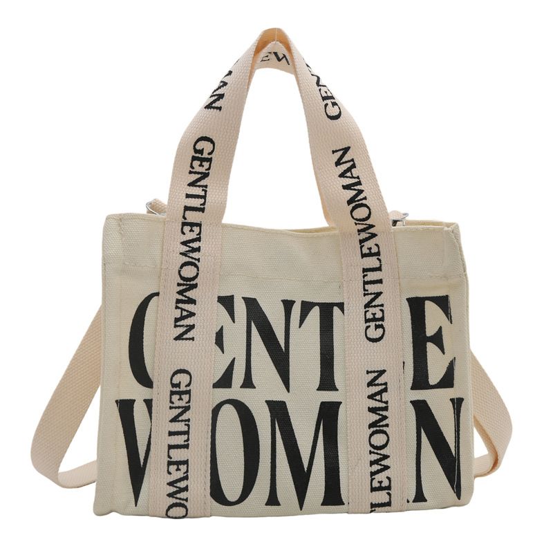 Gentle Woman Damen Einfache Persönlichkeit Brief Drucken Leinwand Neue Casual Schultertasche_voghion.com