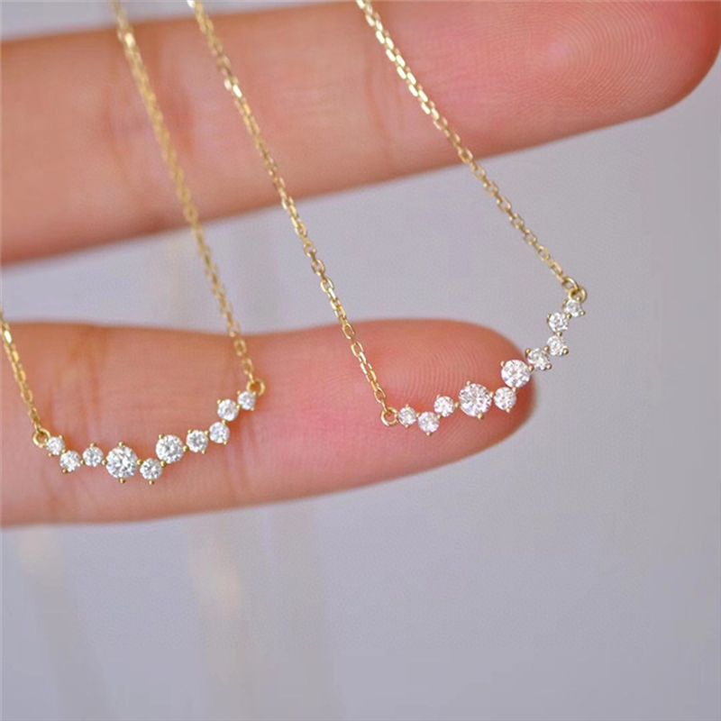 Färdigt lager AIDE Arc Chocker Halsband Plata String Sier Kvinnor Brilliant Smile Bar Cubic Zirconia Hänge Julfest Fint_voghion.com