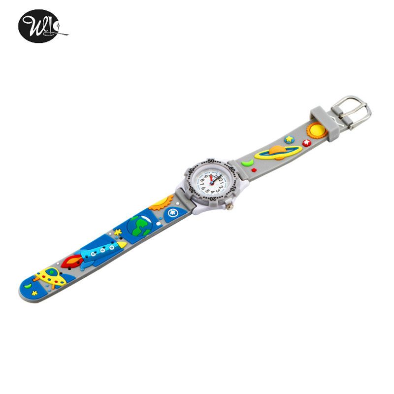 Children's Cartoon Simple Round Pointer Quartz Watch Creative Space Strap Student Waterproof_voghion.com