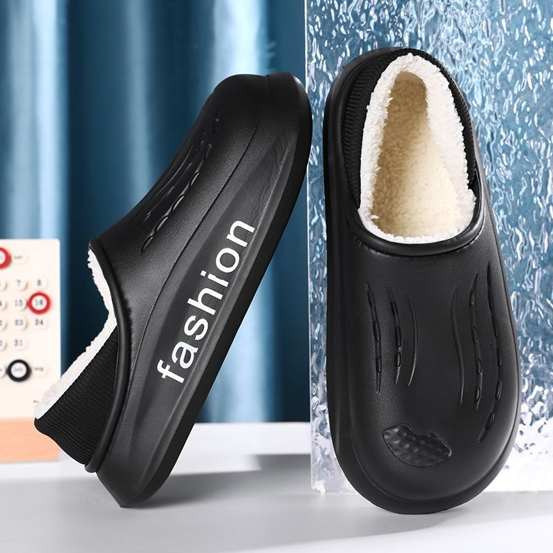 Borsa per coppia in Eva con suola spessa di grandi dimensioni con pantofole impermeabili da uomo, indossa scarpe di cotone calde all'esterno in autunno e inverno_voghion.com