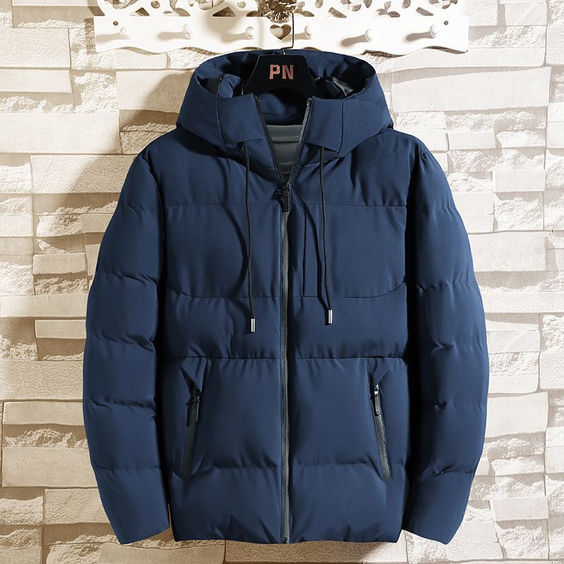 Piumino streetwear con cappuccio da uomo – Cappotto invernale corto con collo alto e tasche con cerniera (nero/grigio/blu navy) – Vestibilità oversize alla moda dalla S alla 4XL_voghion.com