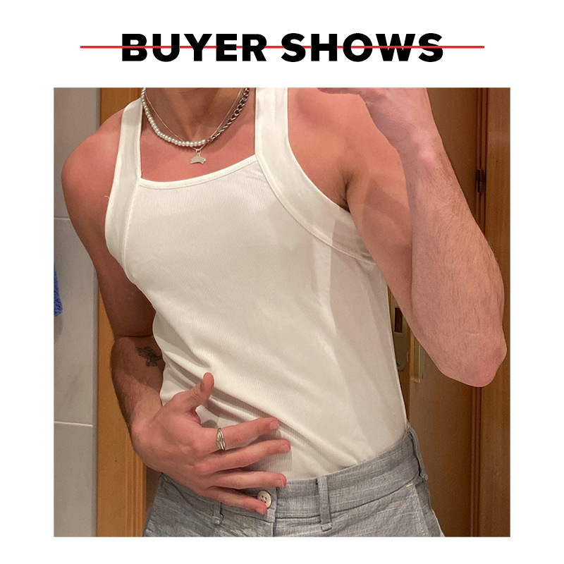 Herrenbekleidung, einfarbig, modisch, ärmellos, Shapewear für Männer, sexy, enge Weste_voghion.com