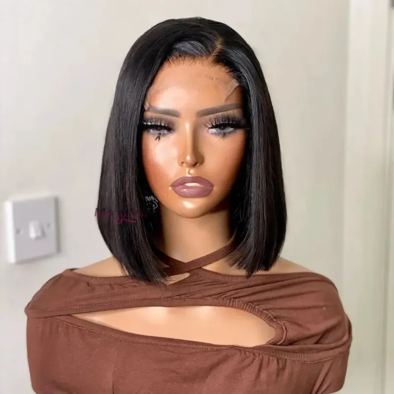 Brazilian Short Bob Human Hair Wig Virgin Vietnam Bone Straight Raw Wig Lace Front Wigs for Women_voghion.com