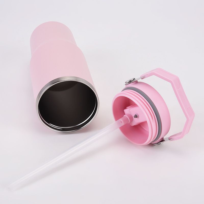Thermos da 30 once Tazza portatile per auto Tazza per ghiaccio con cannuccia sottovuoto in acciaio inossidabile 304 Tazza termica portatile_voghion.com