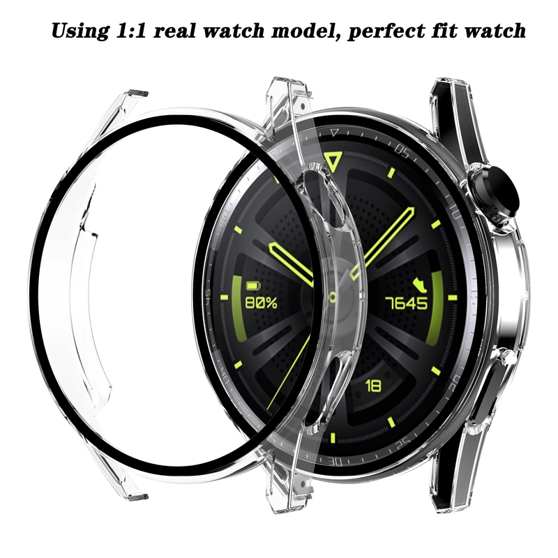 PC Glas+fodral för Huawei klocka GT 3pro 46mm 48mm band GT3 Pro Watch 3 Skärmskydd skydd stötfångare_voghion.com