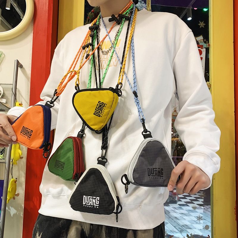 Mini portachiavi con auricolare, piccola borsa a tracolla unisex, casual, versatile, semplice, portamonete, design a blocchi di colore_voghion.com