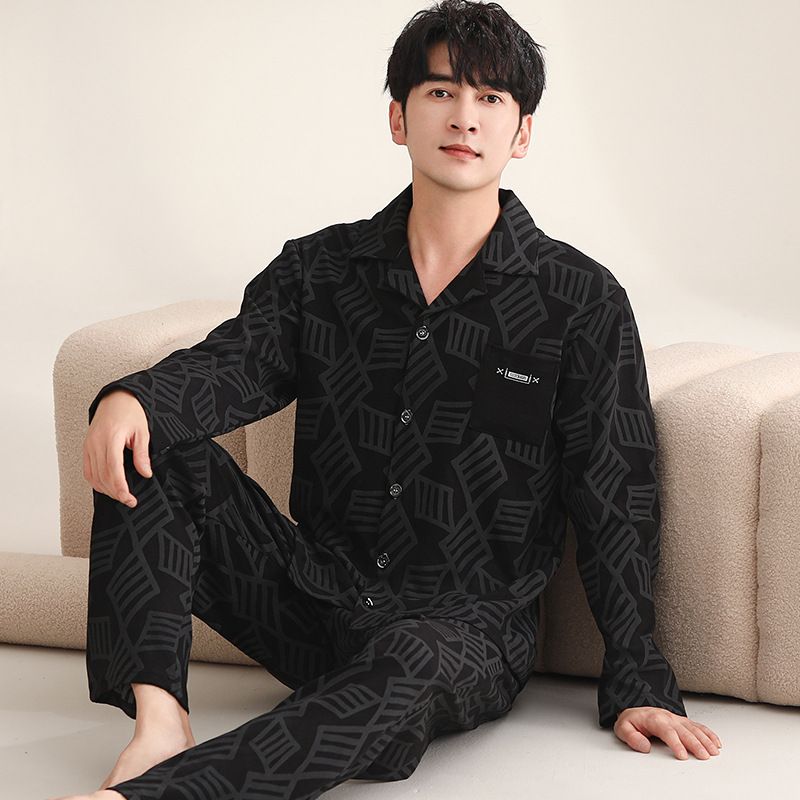 Spring and Pajamas, Cotton Long sleeved Home Clothes, Men's Large Size 2024 New Collection, Autumn Winter Edition_voghion.com