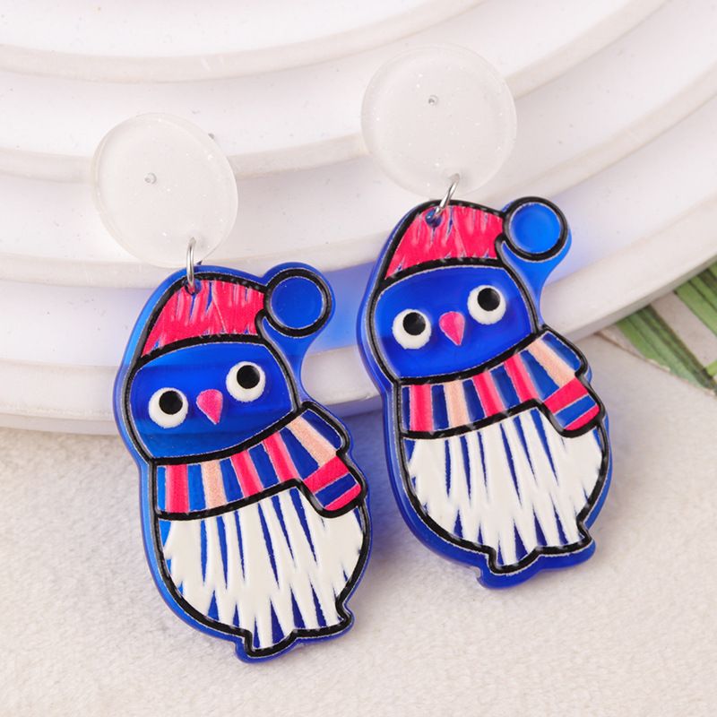 Orecchini pendenti in acrilico con borchie a forma di pupazzo di neve, albero di Natale, nuovi cartoni animati, gioielli per donne_voghion.com