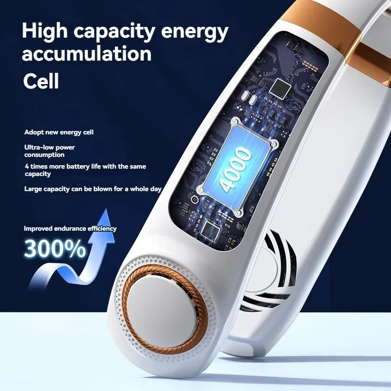 Ventilatore portatile da collo con display digitale, mini ventilatore USB con fascia da collo, per viaggi, corsa e uso esterno_voghion.com