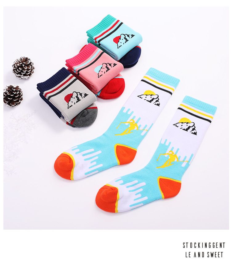 Due paia di calzini da sci per bambini, spessi, in spugna, caldi, sportivi invernali, lunghi, tubolari, deodoranti, 3-12 anni, cotone_voghion.com