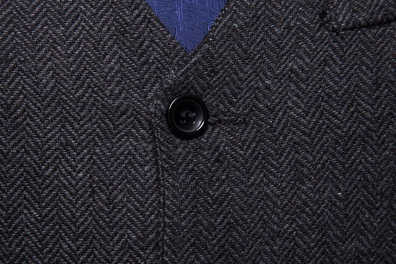 Colete casual de espinha de peixe masculino, colete de terno com decote em V da moda masculina_voghion.com