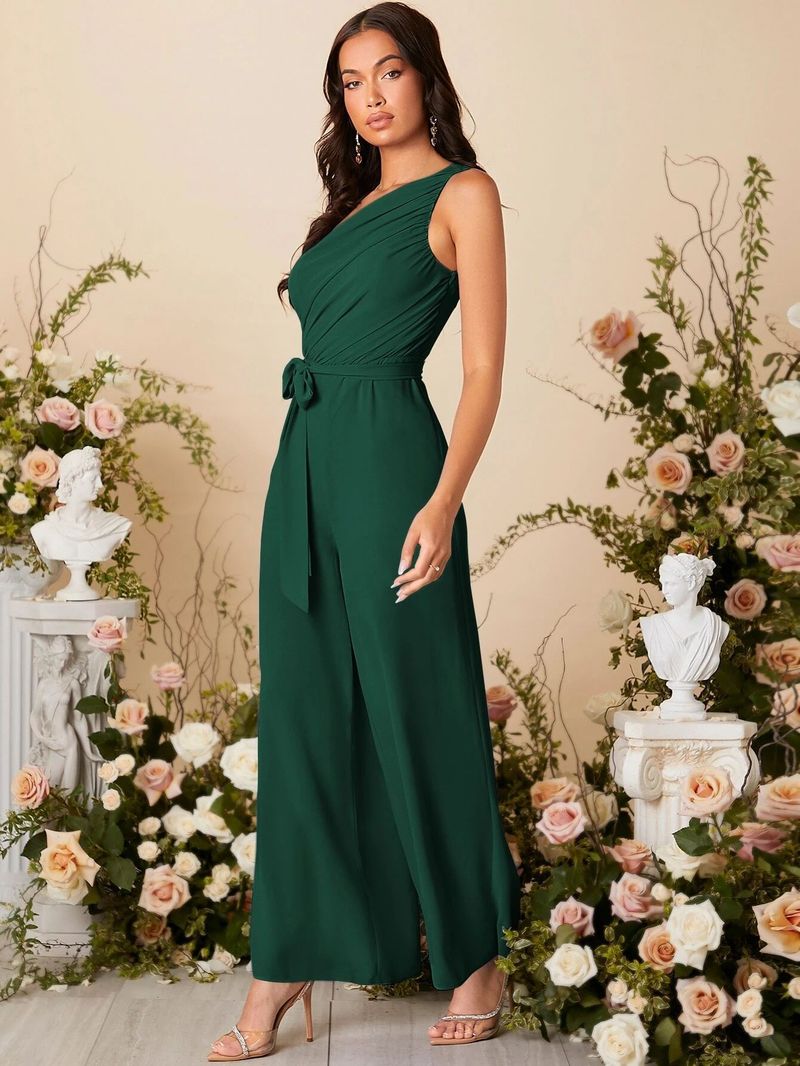 Women's Clothing Spring And Summer Temperament Oblique Shoulder Sling Strap Jumpsuit_voghion.com