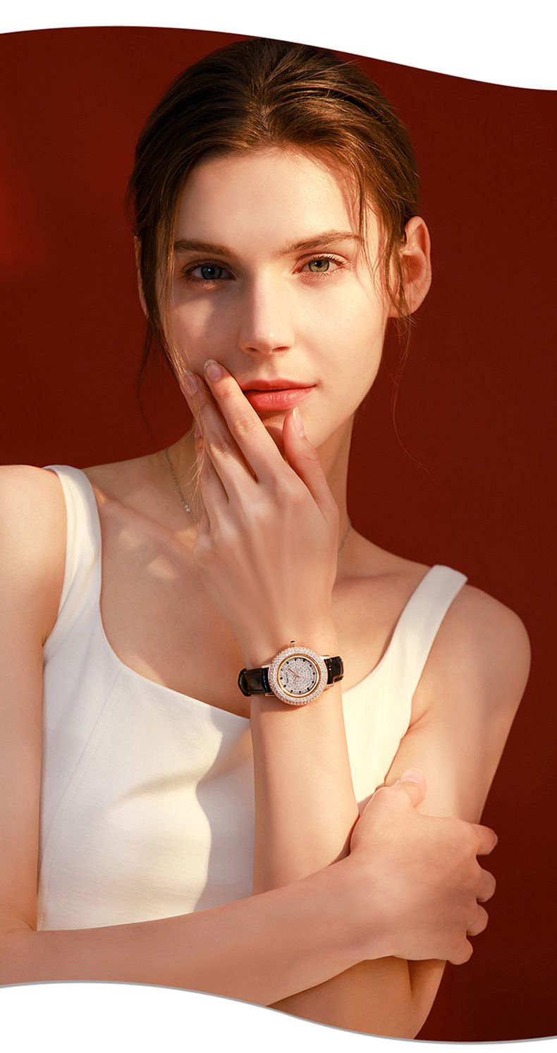 Orologio con strass di cristallo, orologio al quarzo leggero di lusso per donna, orologio elegante impermeabile con fibbia in acciaio inossidabile, elegante orologio con quadrante rotondo_voghion.com