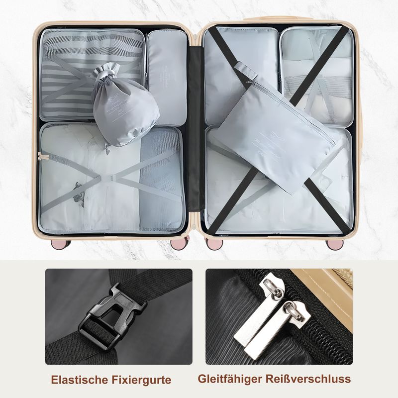 Ensemble de valises rigides en ABS rose avec roulettes pivotantes et cadenas, tailles M-L-XL, trousse de toilette incluse_voghion.com