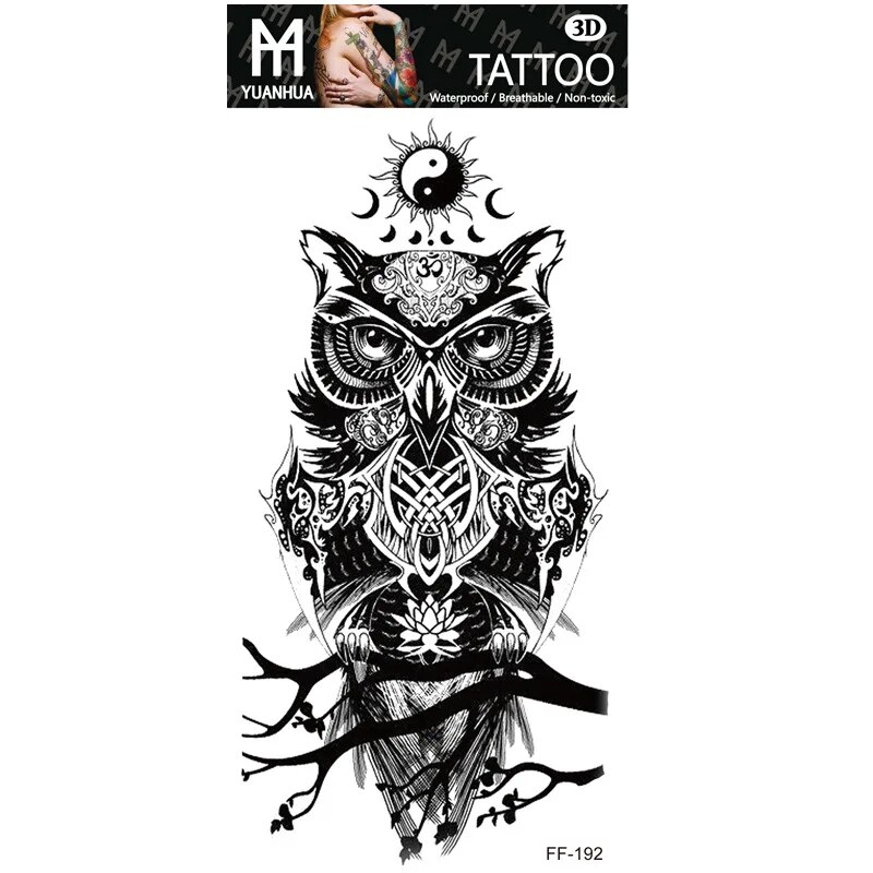 Impermeabile tatuaggio temporaneo finto braccio superiore testa di lupo umano totem testo arabo tatuaggio finto una tantum adesivi maschio femmina ragazzo ragazza_voghion.com