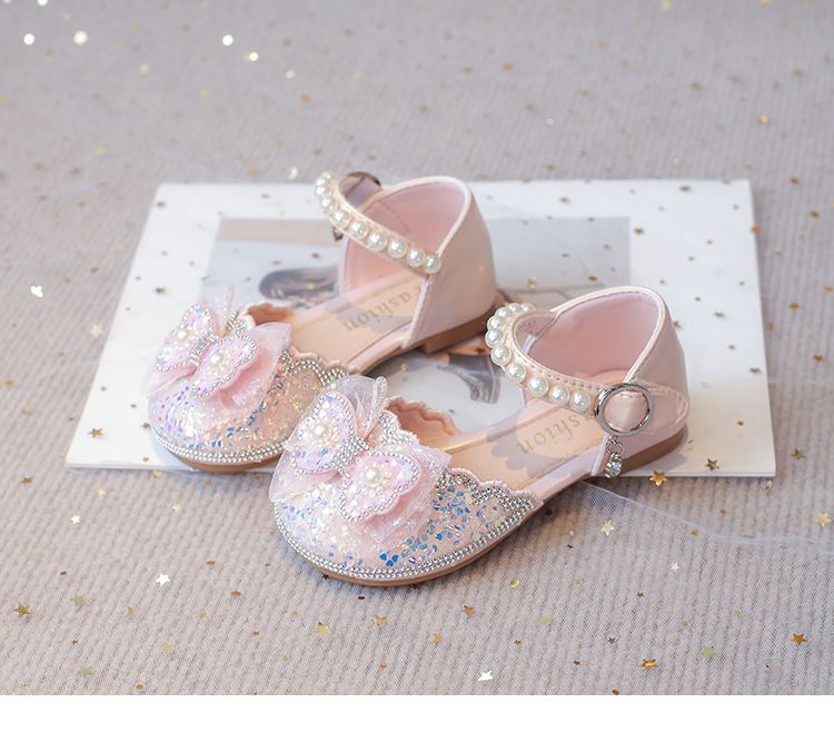 Neu Mädchen Schuhe kinder Prinzessin Schuhe Mädchen Bogen Kristall Leder Schuhe Strass Glänzende_voghion.com