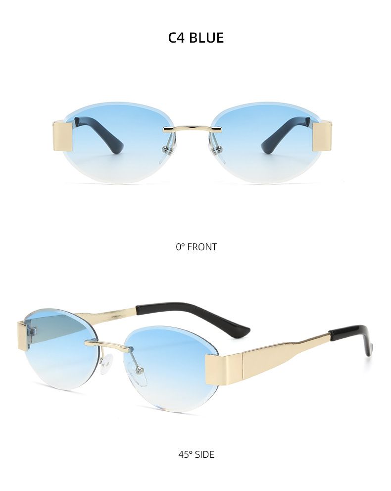 New Frameless Trimmed Metal Sunglasses Cross Border Retro UV400 Trendy Sunglasses High End Fashion_voghion.com