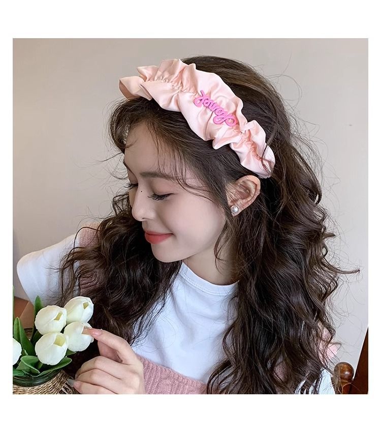 Faixa de cabeça plissada com borda larga, faixa de cabeça para lavagem facial feminina, faixa de cabeça premium sensível à pressão, pacote de cabeça alta_voghion.com