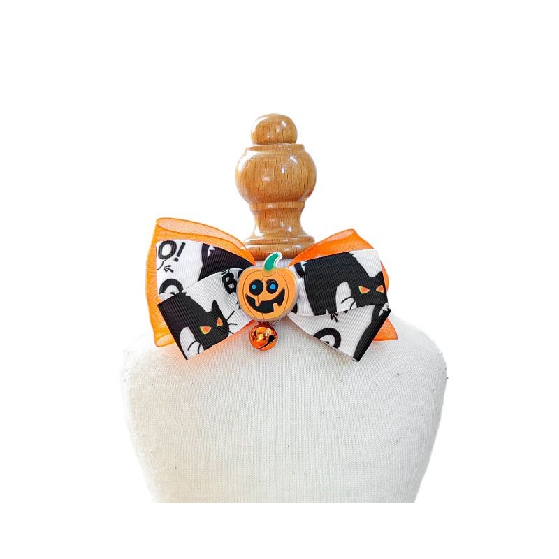 Decorazione per gatti di Halloween, divertente collezione di collari per cuccioli con zucca luminosa_voghion.com