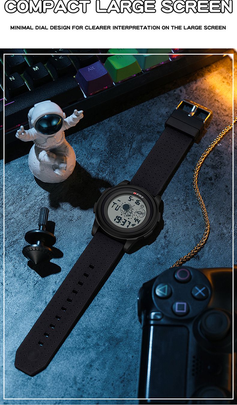 Digital Sports Watch With Astronaut Design – 50M Waterproof, LED Backlight, Countdown Timer & Dual Time – Lightweight TPU Strap_voghion.com