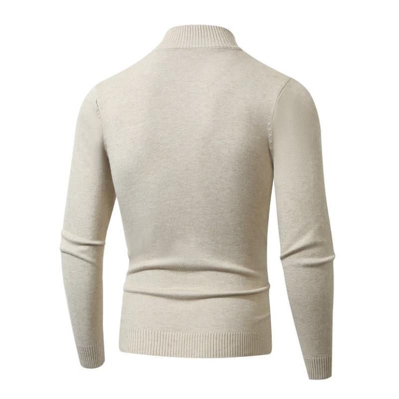 Grob gestrickter Herrenpullover – Thermopullover mit Reißverschlusskragen, entspannte Passform und maschinenwaschbar (M-3XL, 4 Farben, Winter-Freizeitkleidung)_voghion.com