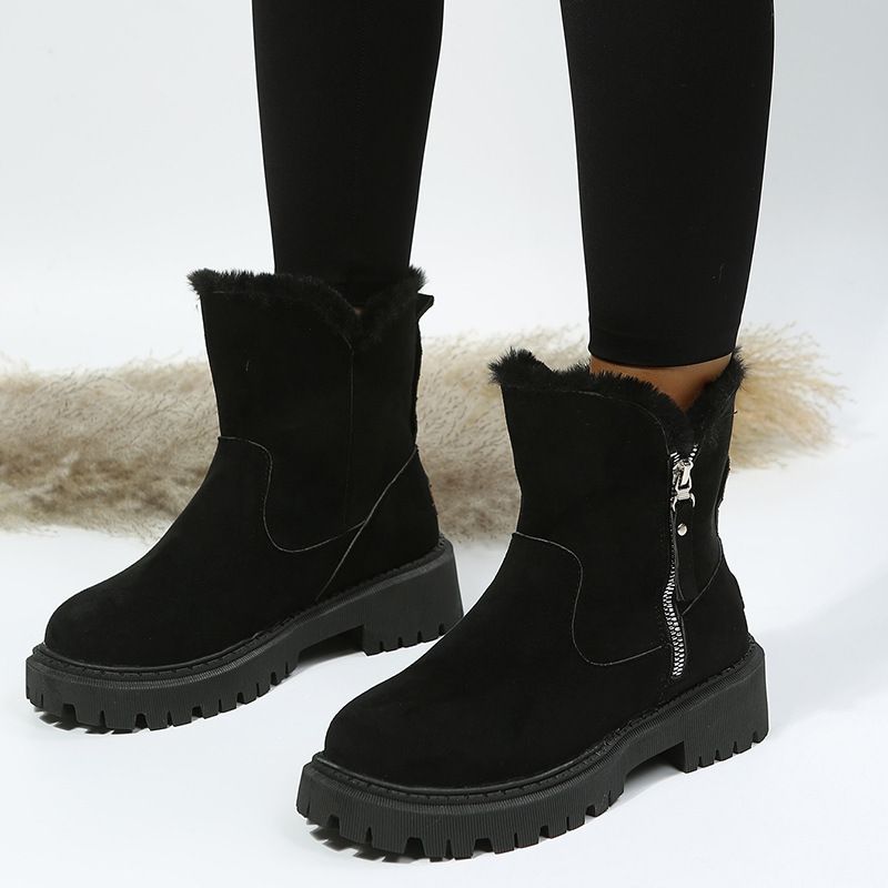 Cross-Border Plus Size Snow For Women 2023 New Mid-Calf Fleece-Lined Warm Cotton Shoes Sheepskin Winter Boots_voghion.com