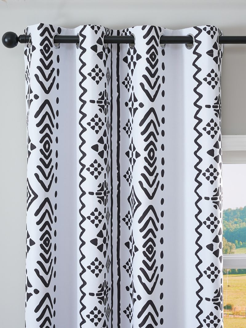 Nordic Minimalist Blackout Curtains – Stylish Printed Polyester Drapes (90-100% Light Blocking, Thermal Insulation, Eyelet Design)_voghion.com
