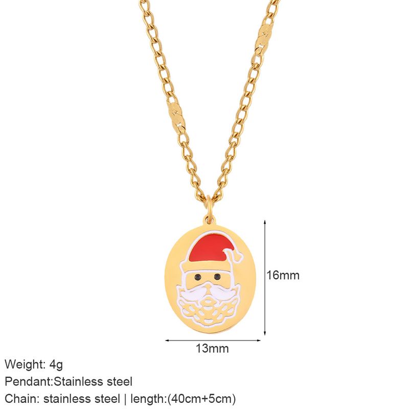 Collier pendentif en acier inoxydable plaqué 316L de style nordique classique avec pendentif en pain d'épice et lune du Père Noël_voghion.com