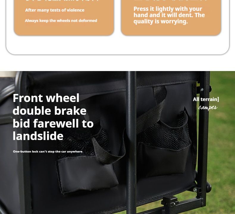 Outdoor Foldable Stall Rear Door Camping Cart, Portable Large Capacity Shopping Cart_voghion.com