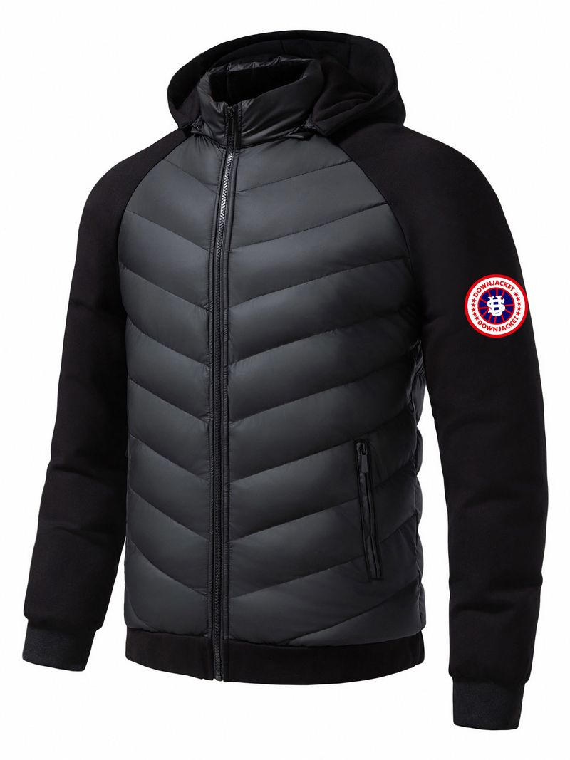 Men's Clothing Men's Warm Jacket With Fleece Lining, Coated Cotton, US Round Logo Arm Patch Jacket_voghion.com