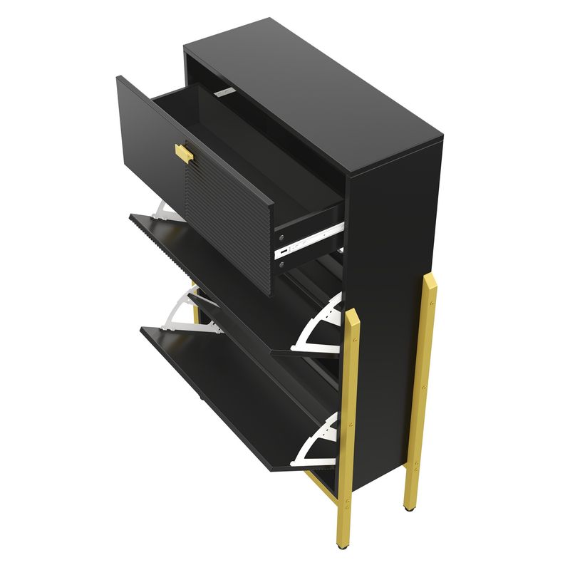 Schuhschrank Mit Schubladen Und Goldenen Griffen_voghion.com