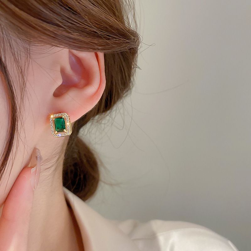 Dizainera stils: smaragda ģeometriskais dizains, moderni un eleganti auskari, Ruili stila auskari, personalizēti retro auskari sievietēm_voghion.com