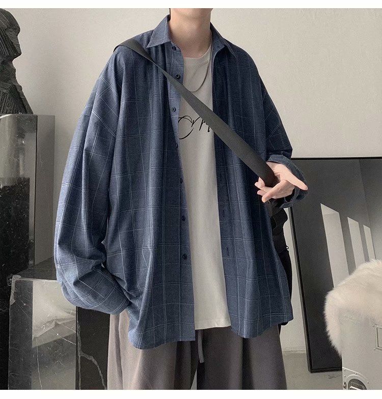 Camicia casual versatile sottile estiva da uomo a quadri retrò, versione coreana, vestiti alla moda in stile Hong Kong_voghion.com