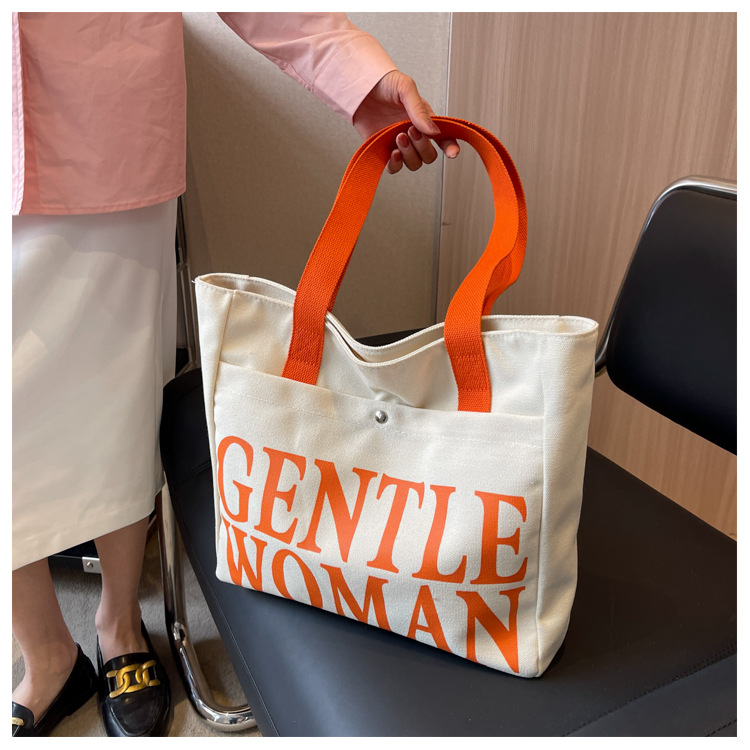 Minority Design Letter Canvas Bag Women's Single Shoulder Simple Art Lazy Large Capacity Tote Bag Women's Bag One Dropshipping_voghion.com